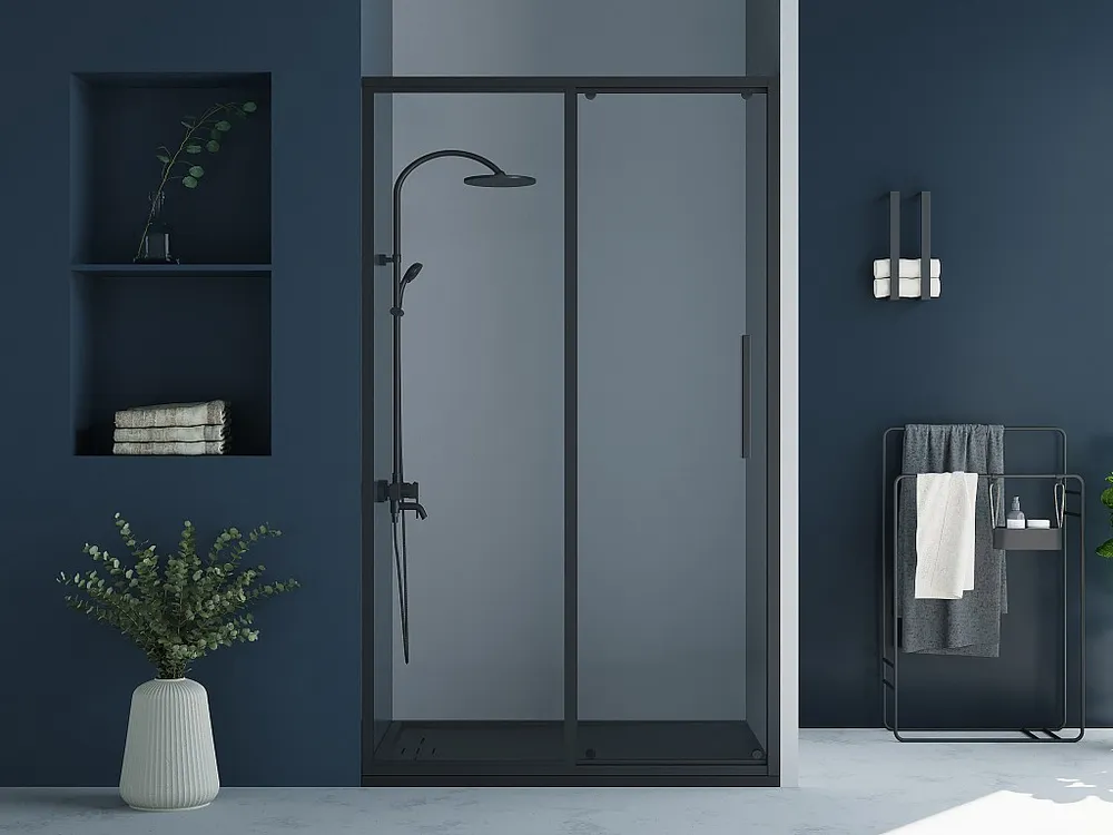 Doucheschuifdeur industriële stijl - Zwart mat - 120 x 195 cm - TORONI - Koop nu online