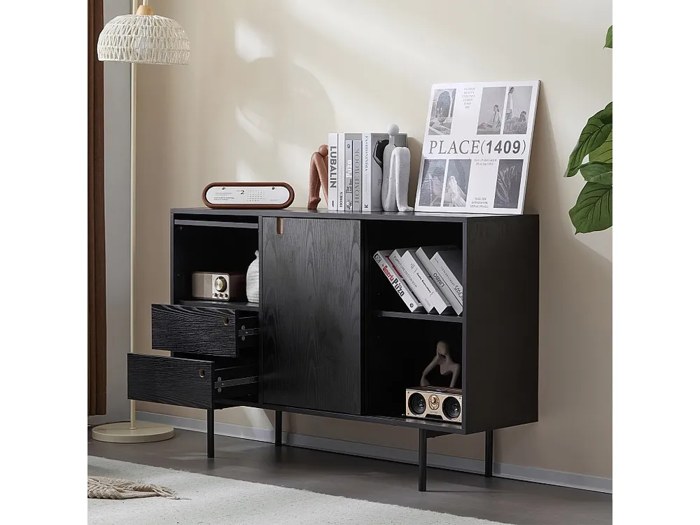 Dressoir - 2 lades en 3 schuifdeuren - spaanplaat - Wit
