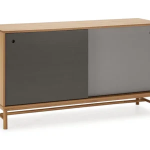 Dressoir Magnus 2 Schuifdeuren Grijs, Massief Hout, 140 cm Lengte