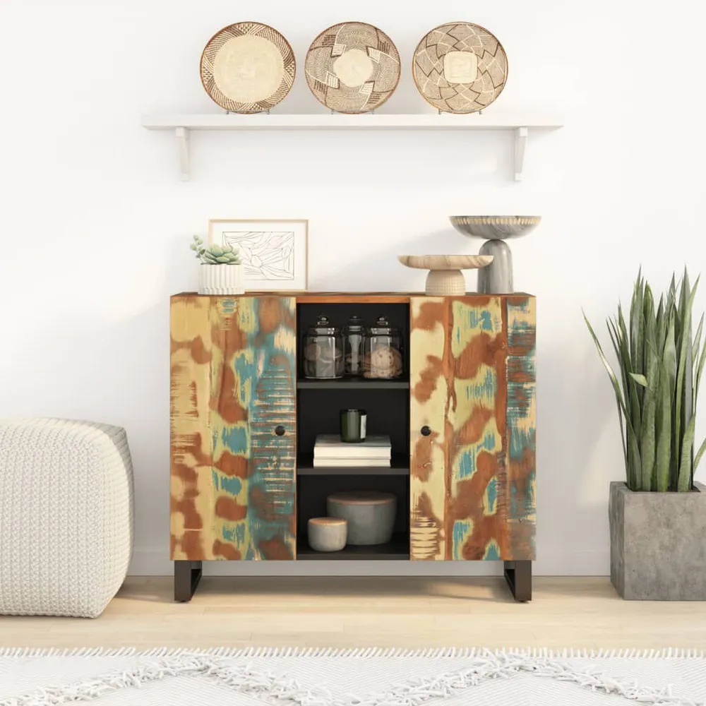 Dressoir met 2 deuren 90x33x75 cm massief gerecycled hout