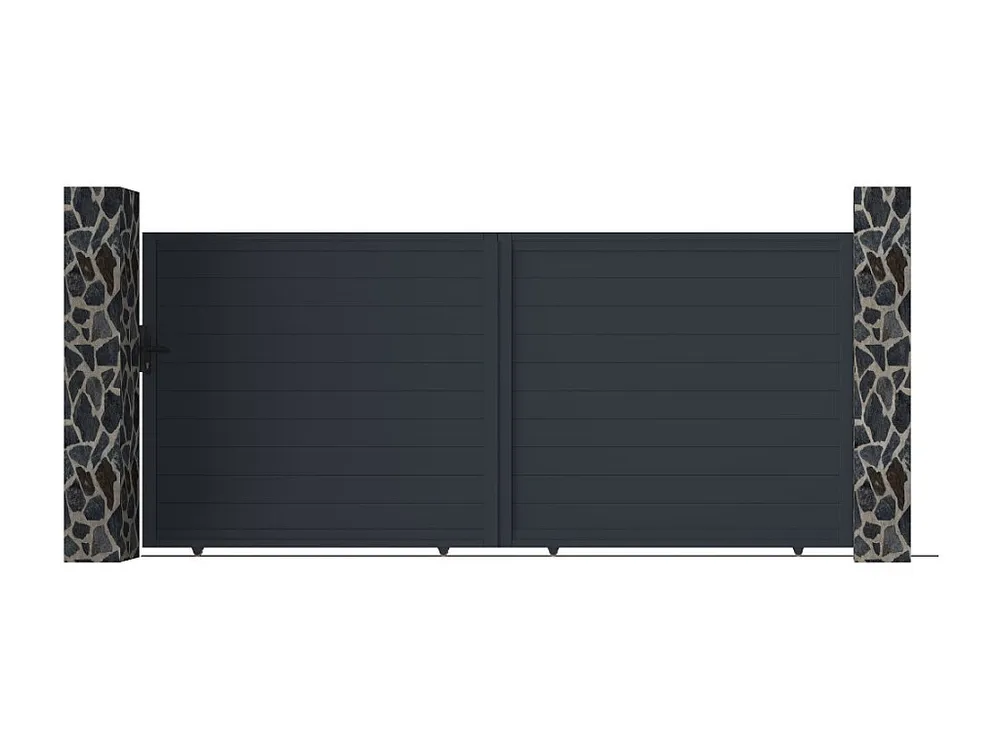 Gemotoriseerde schuifpoort van aluminium NAZARIO antraciet - L374 x 180 cm - Koop nu