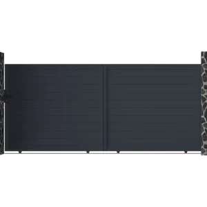 Gemotoriseerde schuifpoort van aluminium NAZARIO antraciet - L374 x 180 cm - Koop nu