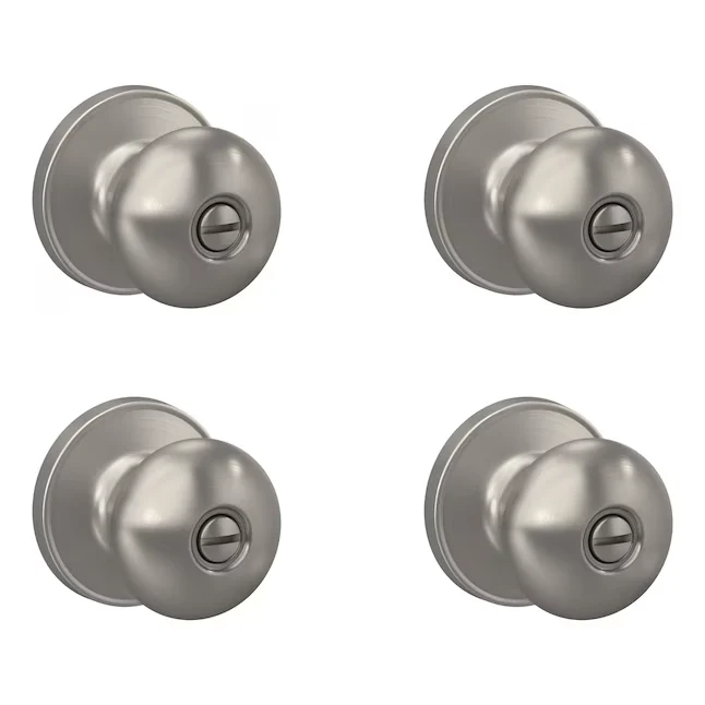 Home Front Schlage Marwood Satin Nickel Interior Bed/Bath Privacy Door Knob Multi-pack set van 4