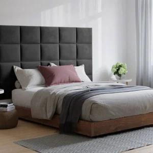 Hoofdeinde wandpanelen BARTEL - 200 cm - Fluweel - Grijs - Koop nu gewoon online