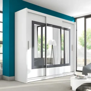 Kast met 2 deuren - met spiegel en LEDs - Wit - 2 maten - INGINA - Koop nu online