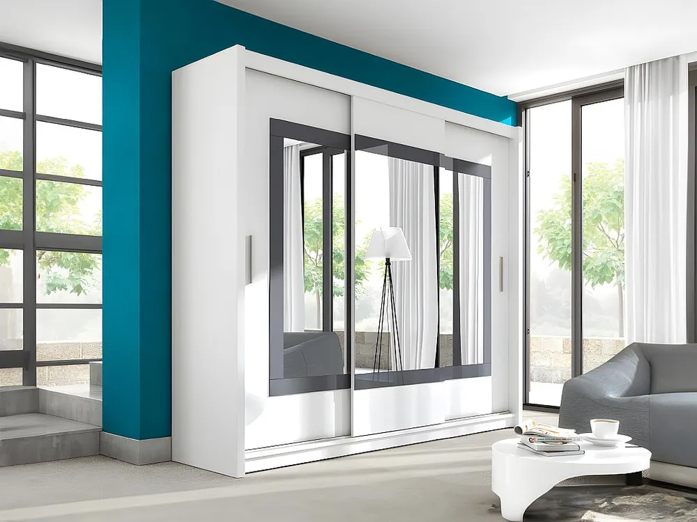 Kast met 2 deuren - met spiegel en LEDs - Wit - 2 maten - INGINA - Koop nu online
