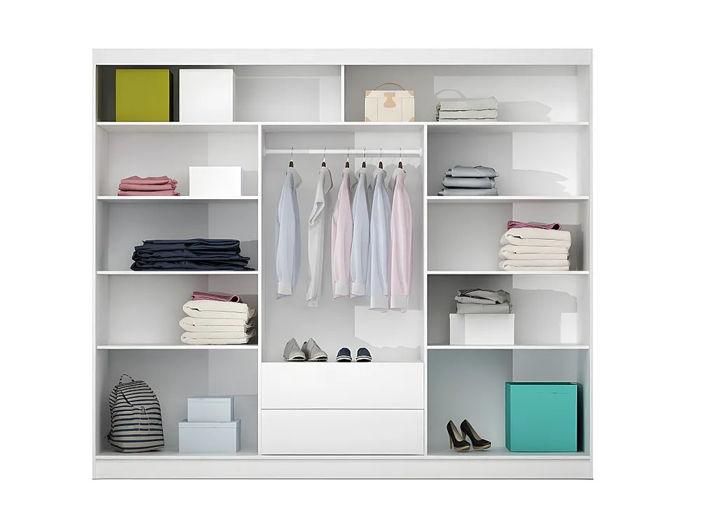 Kast met 2 deuren - met spiegel en LEDs - Wit - 2 maten - INGINA - Koop nu online