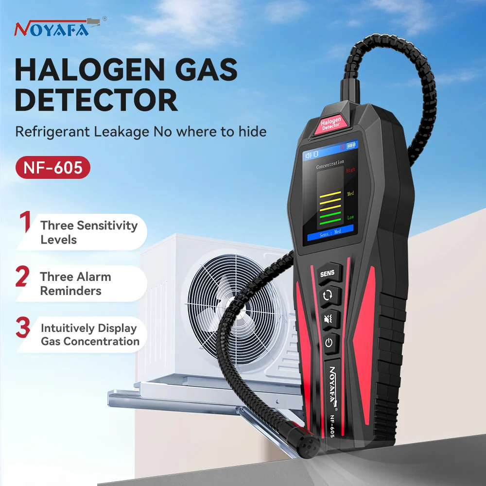NOYAFA NF -605 Detector di gas alogeno - Strumento di rilevamento delle perdite del refrigerante preciso per HVAC, chimico...