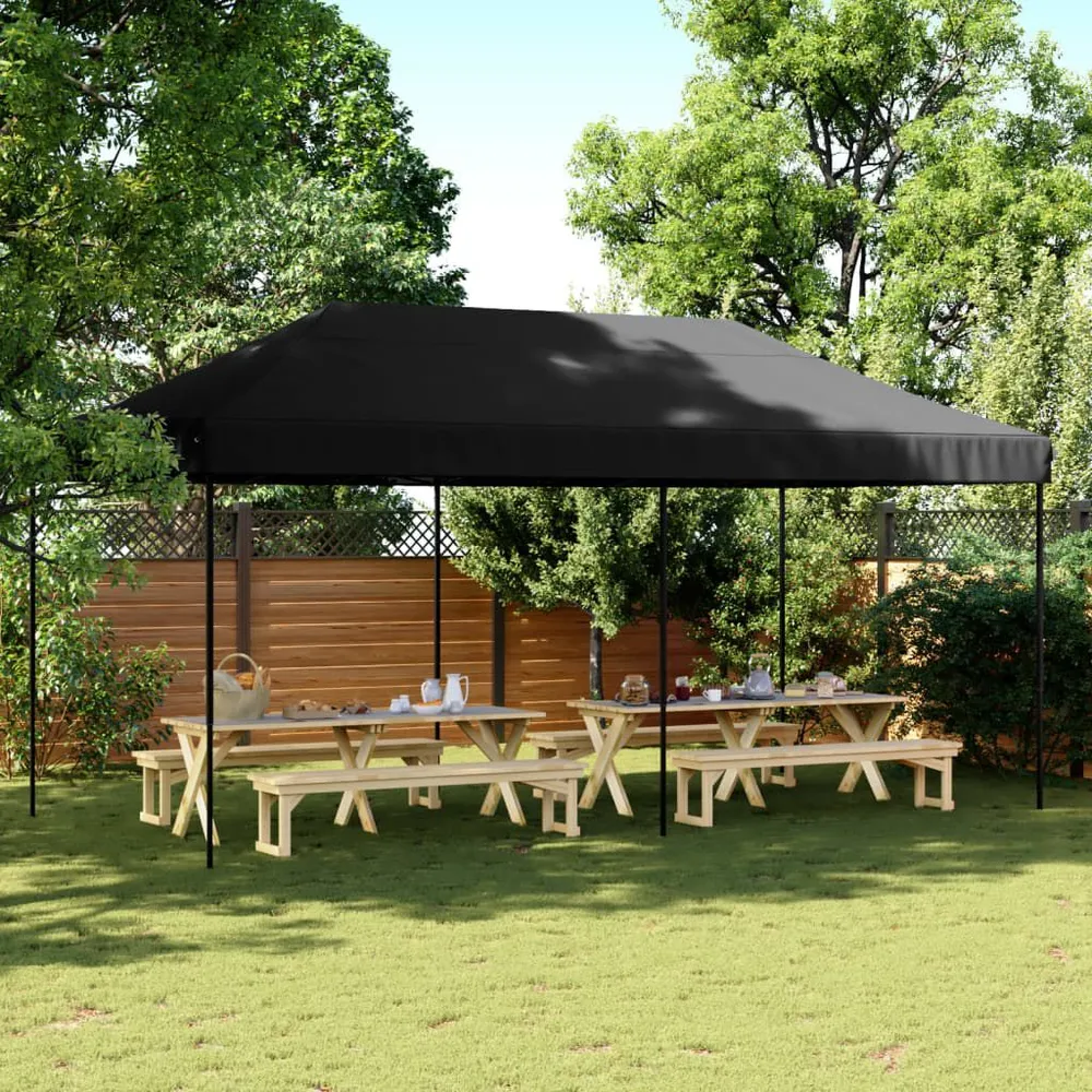 Partytent inklapbaar pop-up 580x292x315 cm zwart
