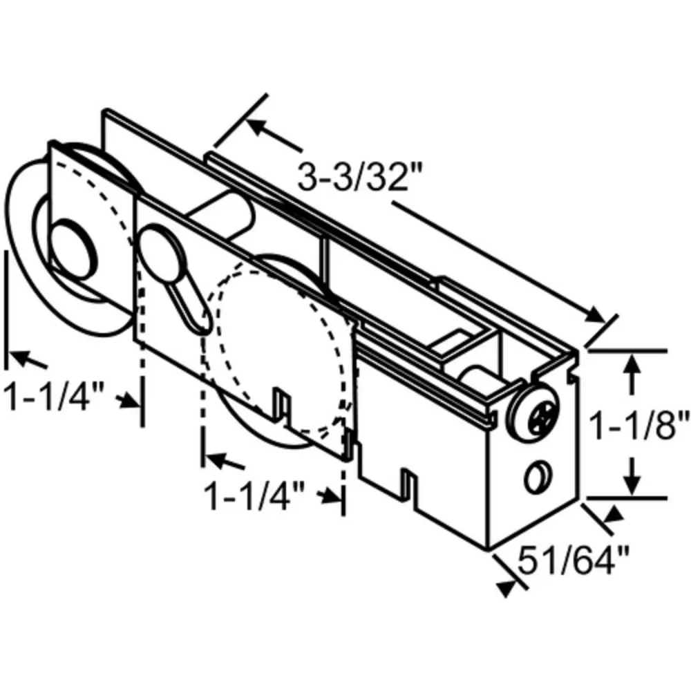 Patio Door Tandem Roller 1-1/4 Staal Wheels 900-19536