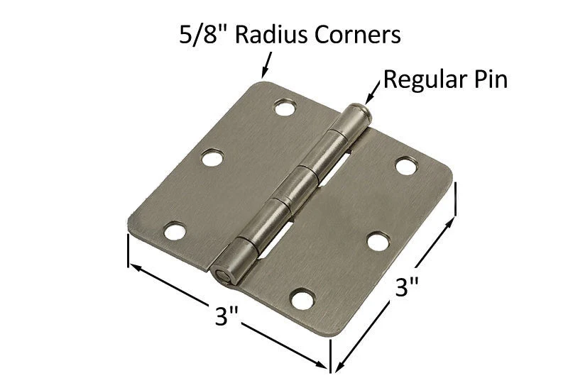 Residential 3" x 3" Butt Hinge 5/8" Radius Corners - Satijn Nickle