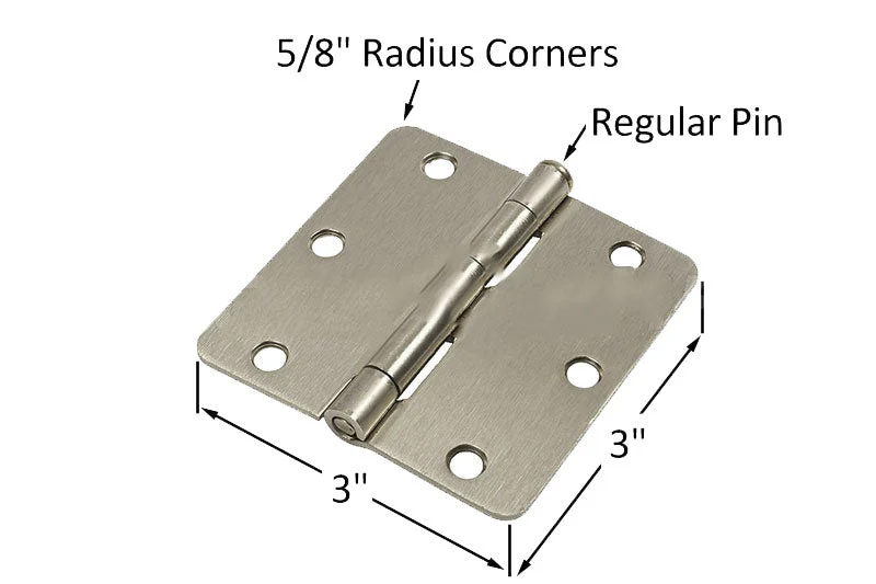 Residential 3" x 3" Butt Hinge 5/8" Radius Corners - Satin Metaalglans