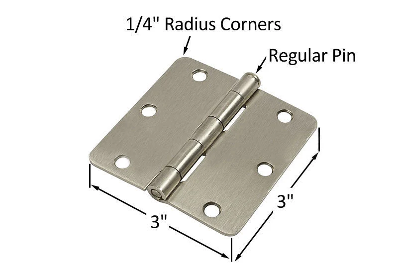 Residential 3" x 3" Butt Hinge 1/4" Radius Corners - Satin Verchroomd
