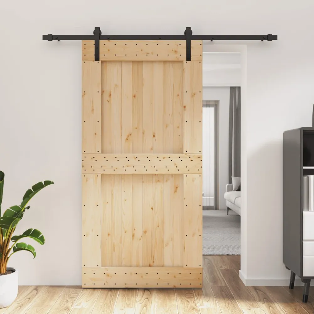 Schuifdeur met beslag 100x210 cm massief grenenhout