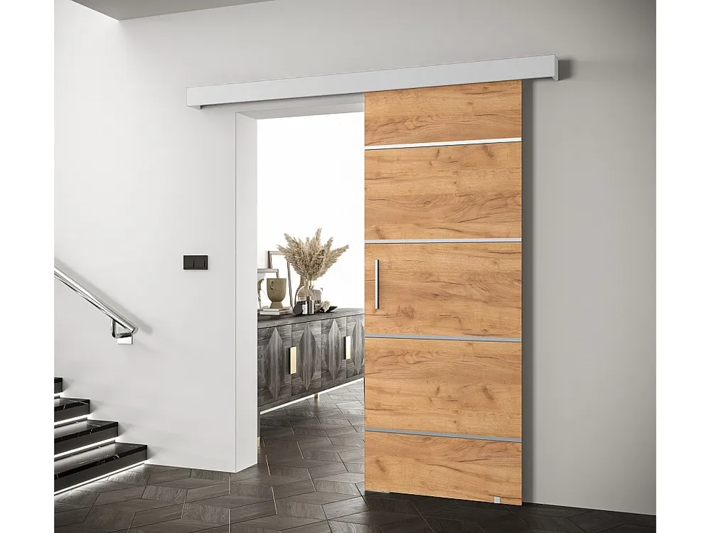 Schuifdeuren Salwador IV 80x204 cm (Eiken Kraft / Wit / Zilver)