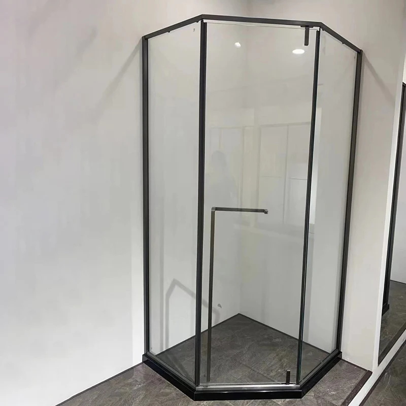 Transparent Tempered Shower Door Pivot Grauw Framed Shower Bath Door 31