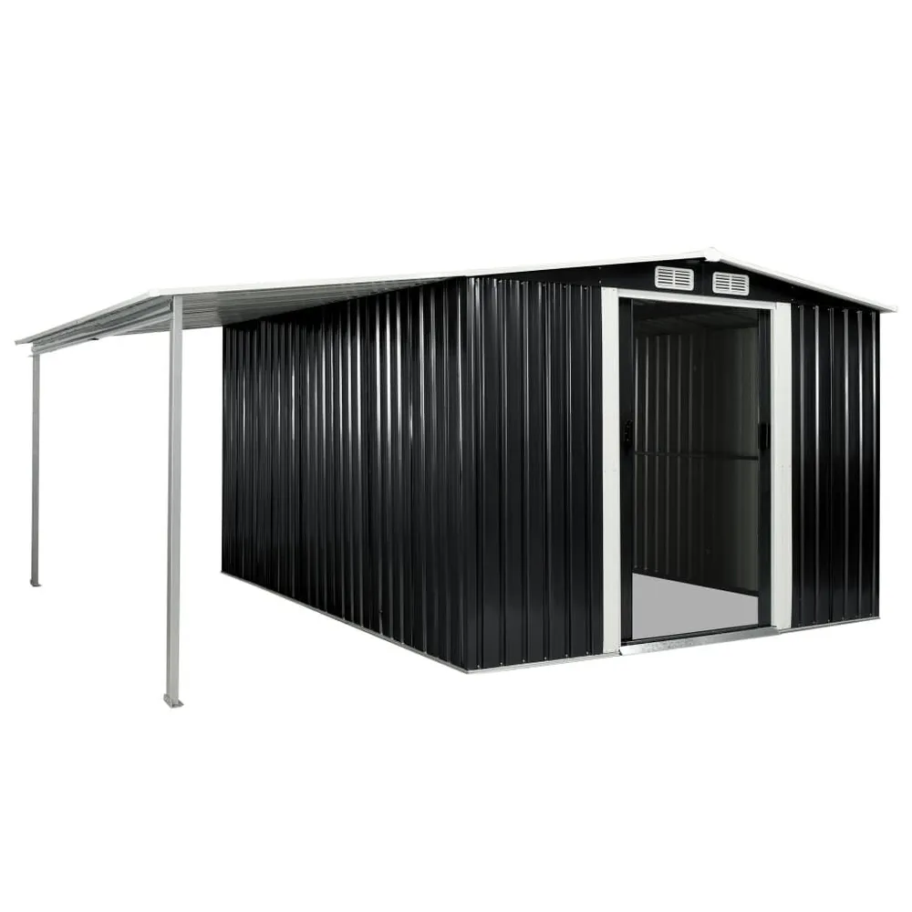 Tuinschuur met schuifdeuren 386x312x178 cm staal antraciet