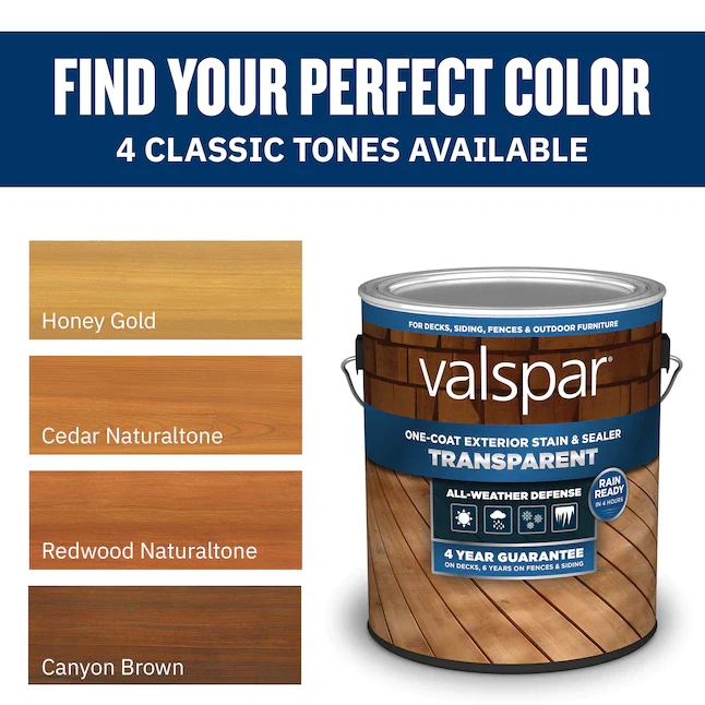 Valspar® Pre-tinted Redwood Naturaltone Transparant Exterior Wood Stain and Sealer (1 Gallon)