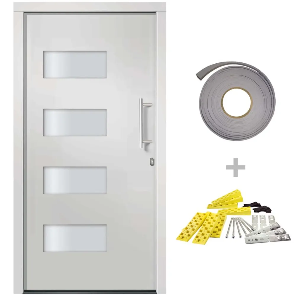 Voordeur 100x200 cm aluminium en VINYL wit