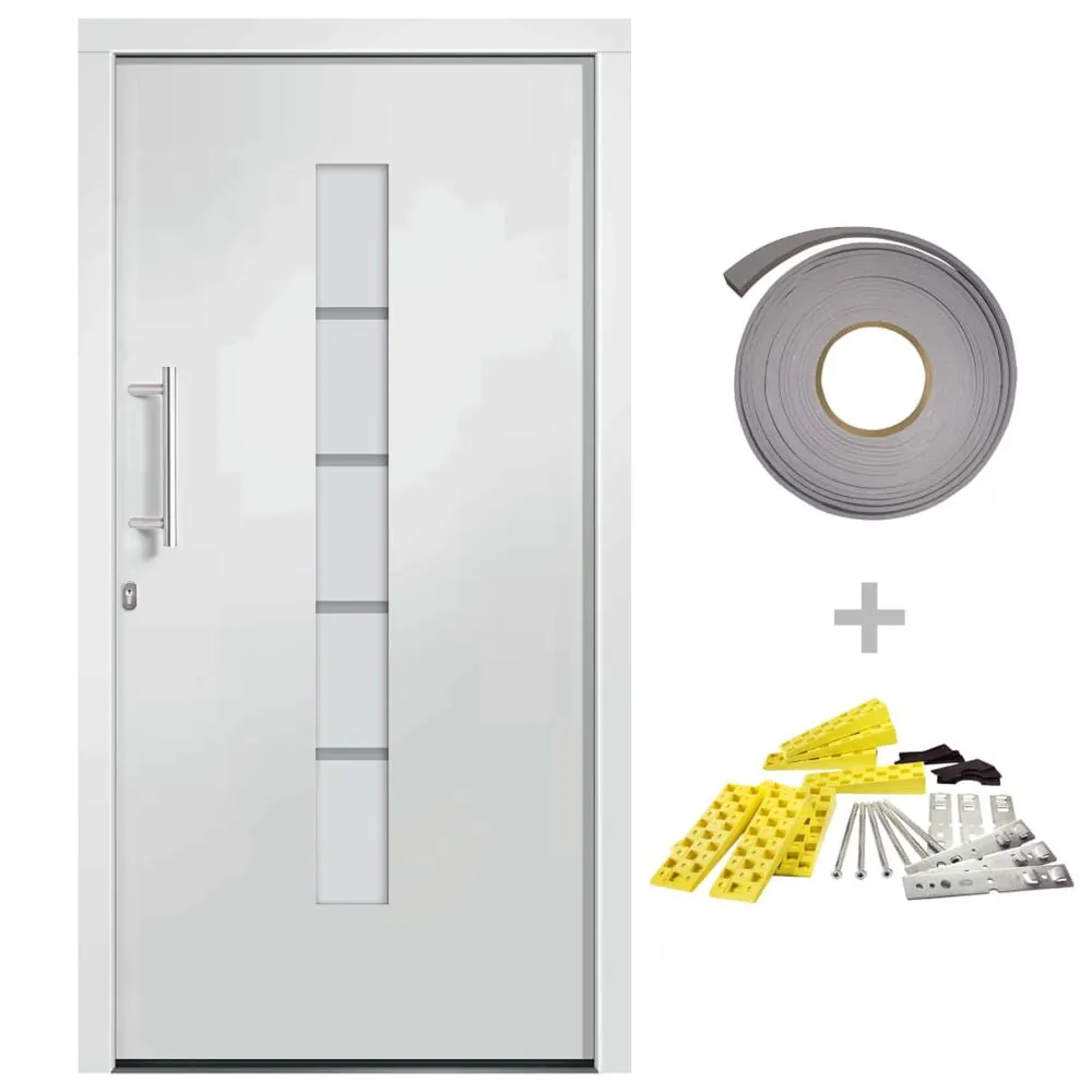 Voordeur 100x200 cm aluminium en VINYL wit