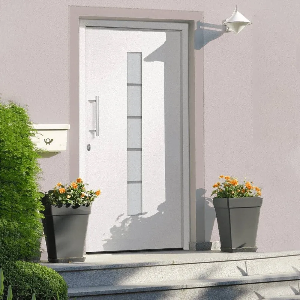 Voordeur 100x200 cm aluminium en VINYL wit