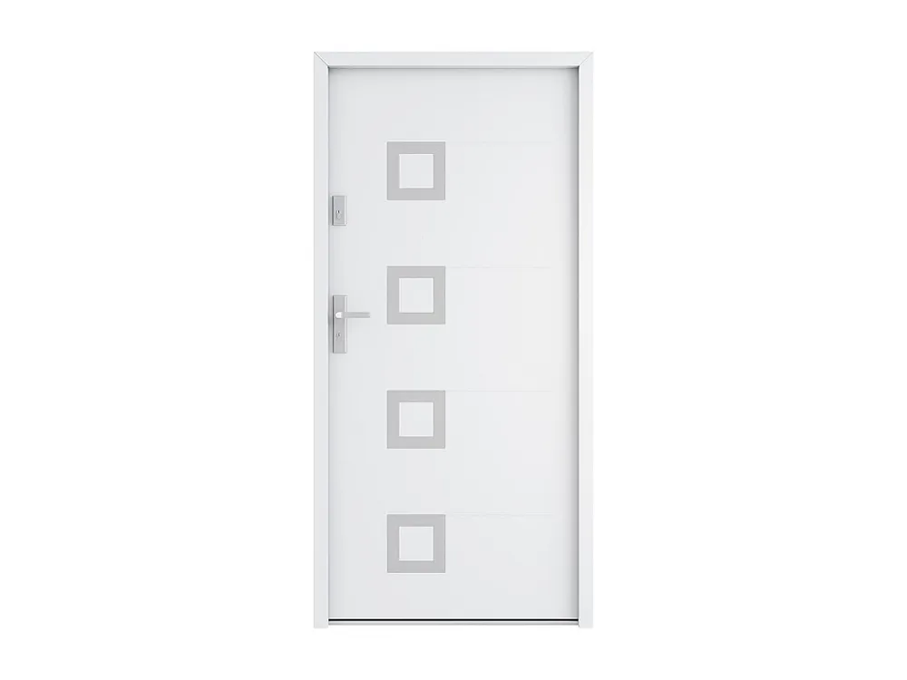 Voordeur van staal met inox L207 x L100 cm wit, duwt rechts open, TIFANA
