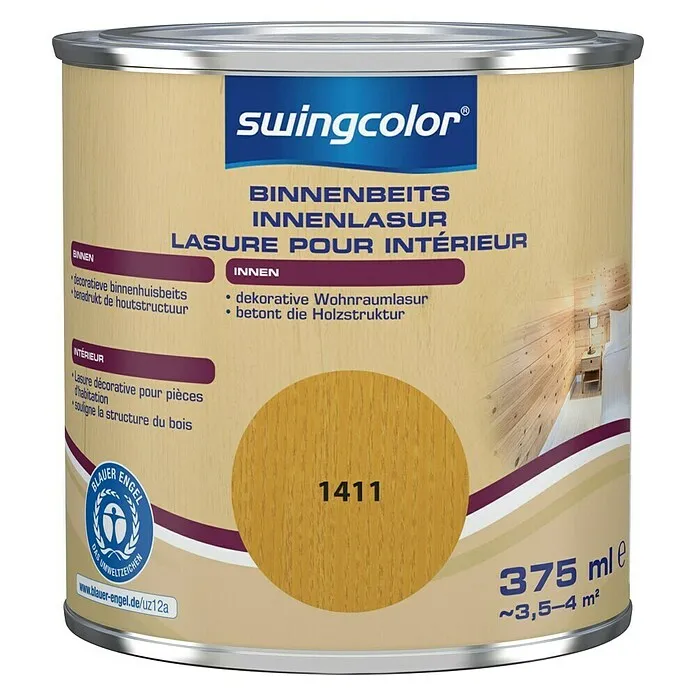 Vochtwerende swingcolor Houtbeits voor binnen - Grenen, 375 ml, Zijdemat