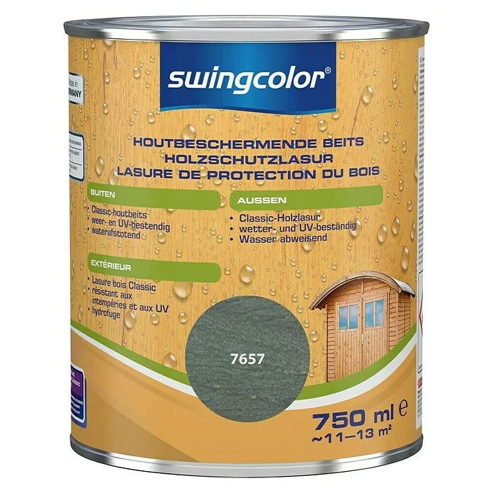 Watergedragen swingcolor Houtbeschermingsbeits - Mist grijs, 750 ml, Zijdemat