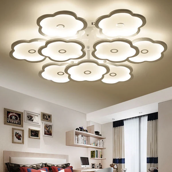 3/6/9 koppen Unieke bloemplafondarmatuur Moderne ijzeren acryl witte plafondlampen voor binnen