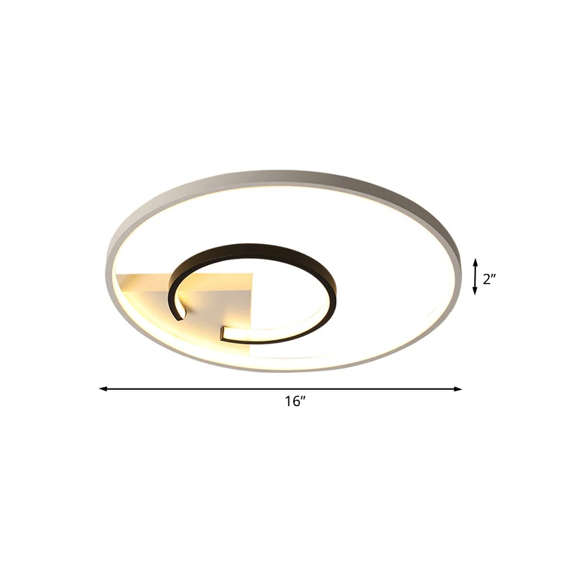 Acryl 2-hoepel inbouw eenvoudige 16"/19,5" W LED plafondmontage lichtarmatuur wit en zwart voor slaapkamer, warm/wit zacht
