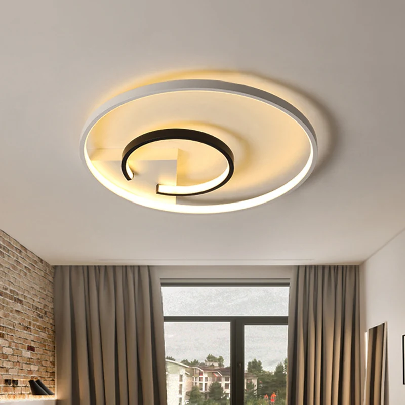 Acryl 2-hoepel inbouw eenvoudige 16"/19,5" W LED plafondmontage lichtarmatuur wit en zwart voor slaapkamer, warm/wit zacht