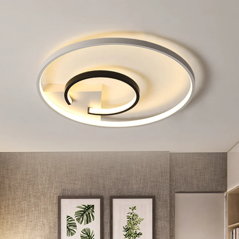 Acryl 2-hoepel inbouw eenvoudige 16"/19,5" W LED plafondmontage lichtarmatuur wit en zwart voor slaapkamer, warm/wit zacht