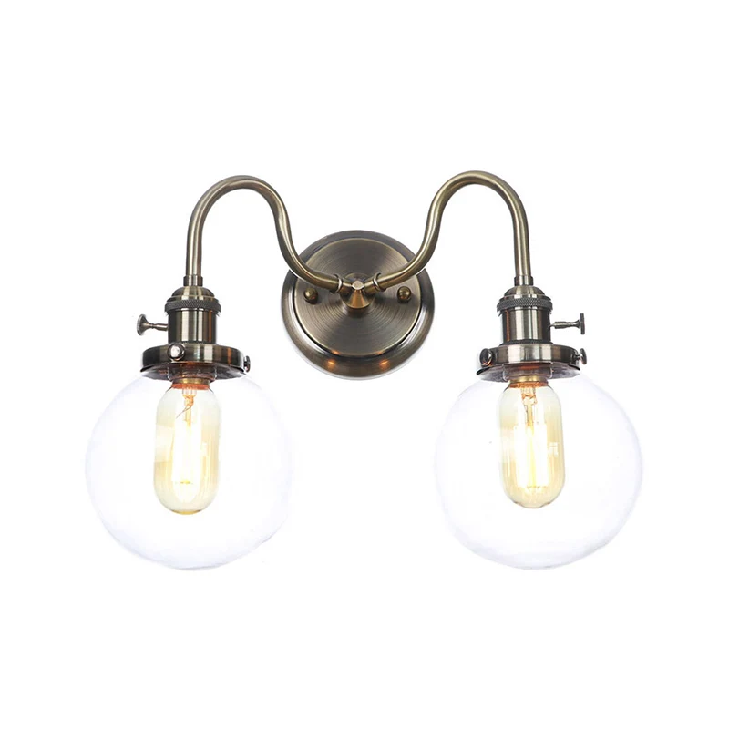 Amber/Helder Glas Diamant/Bal Wandlamp Fabriek 2 Lampen Woonkamer Wandmontage Verlichting Met Gegolfde Arm Brons