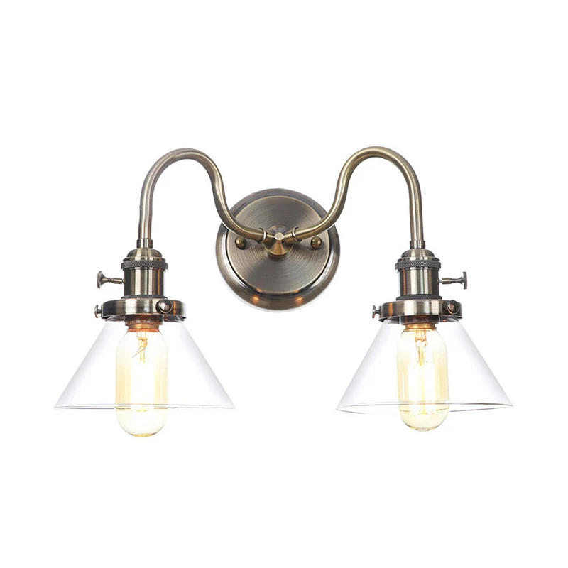 Amber/Helder Glas Diamant/Bal Wandlamp Fabriek 2 Lampen Woonkamer Wandmontage Verlichting Met Gegolfde Arm Brons