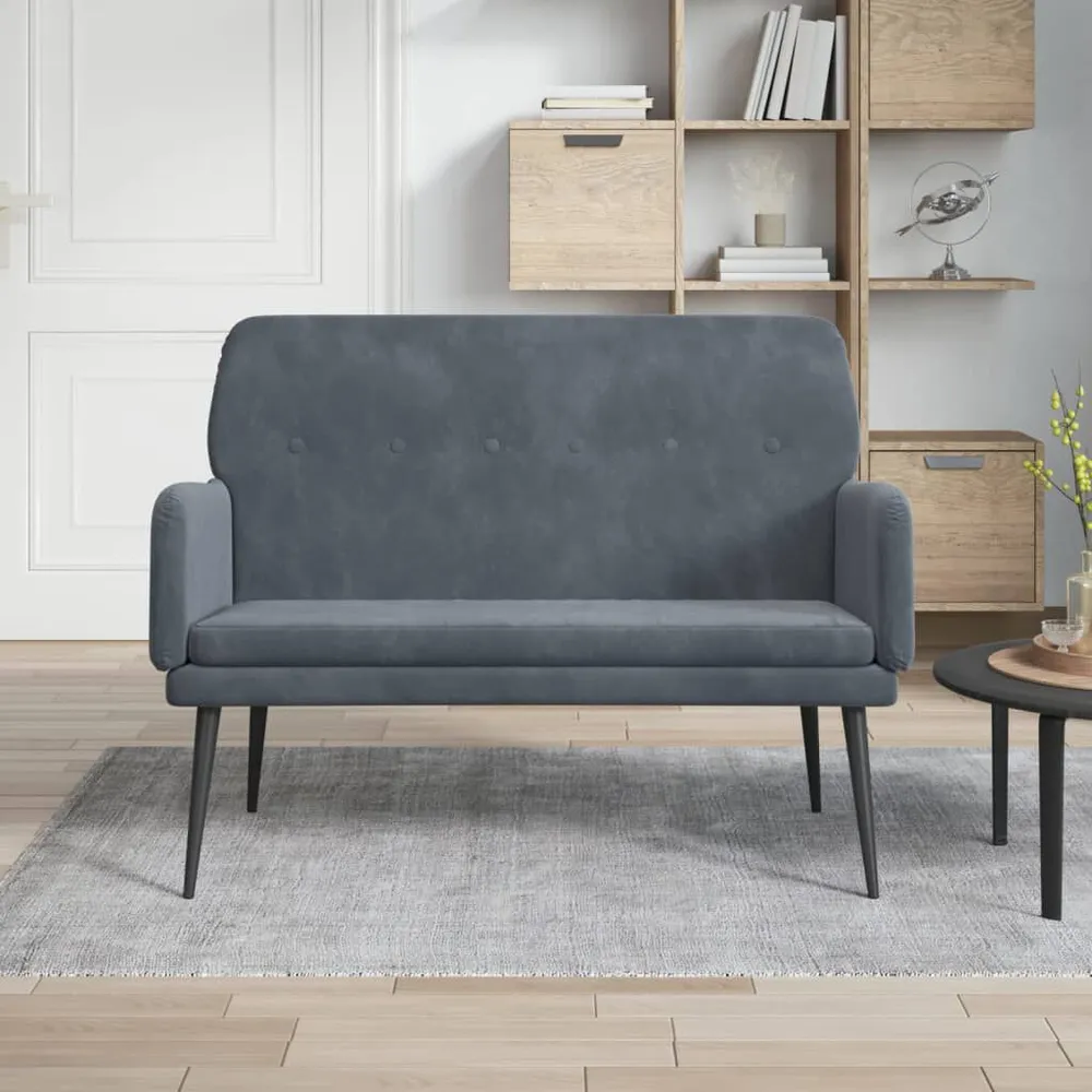 Bankje 108x79x79 cm fluweel donkergrijs