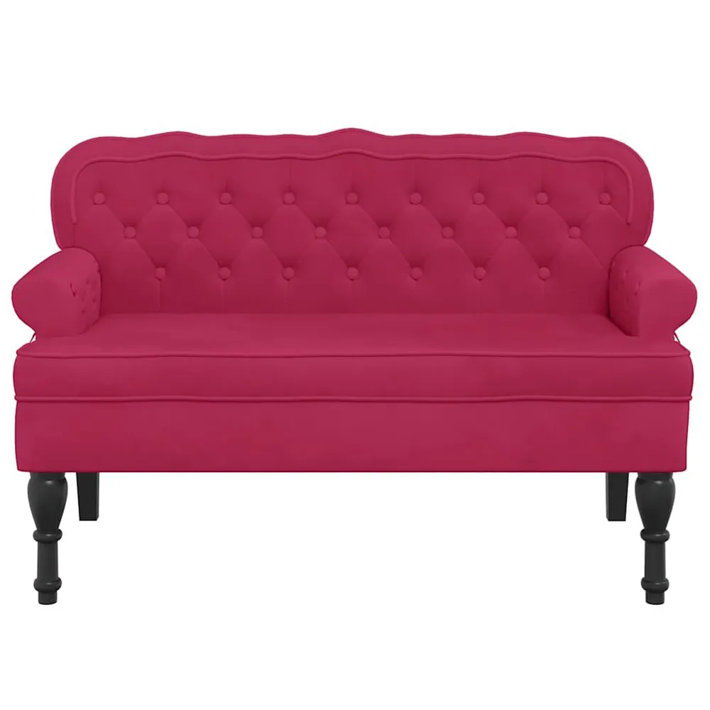 Bankje met rugleuning 119,5x64,5x75 cm fluweel wijnrood