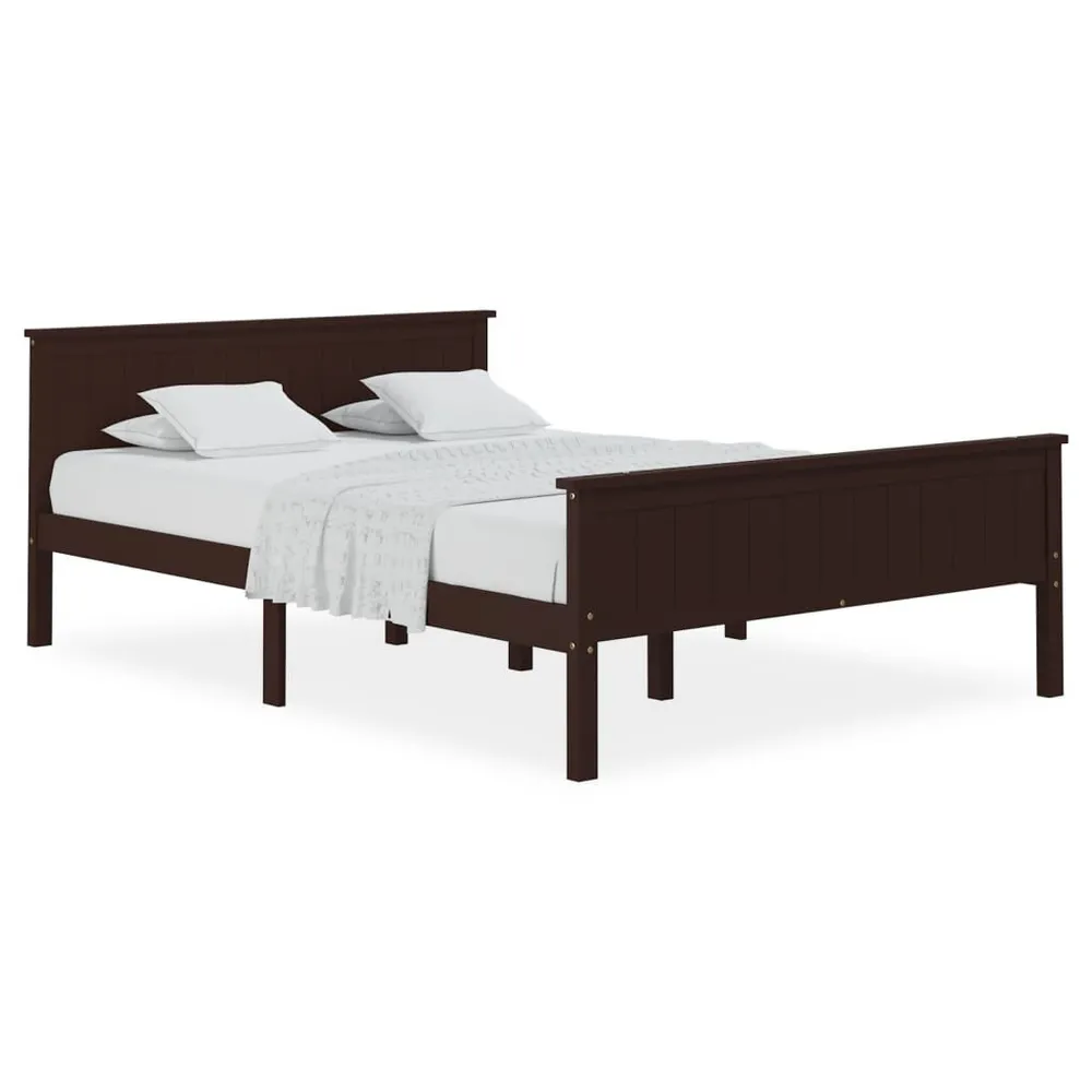 Bedframe massief grenenhout donkerbruin 120x200 cm