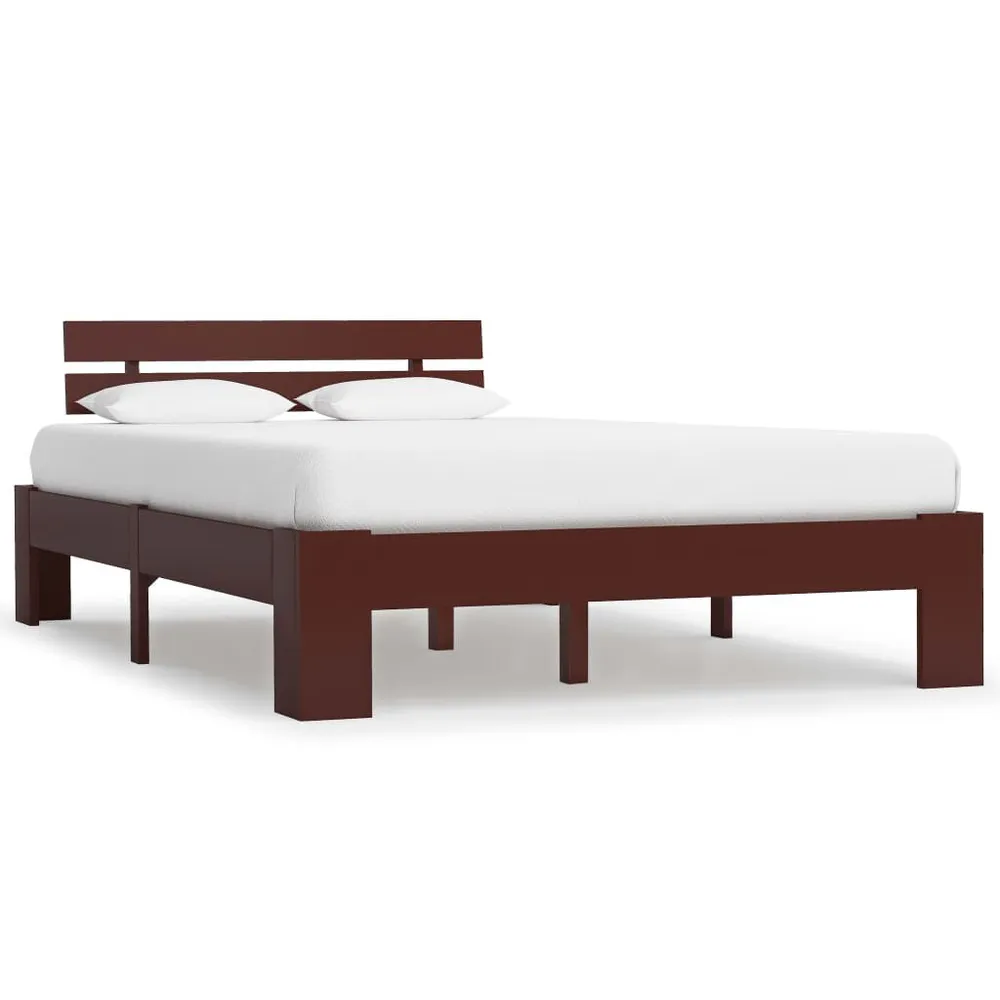 Bedframe massief grenenhout donkerbruin 120x200 cm
