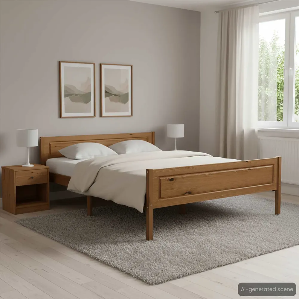 Bedframe massief grenenhout honingbruin 120x200 cm