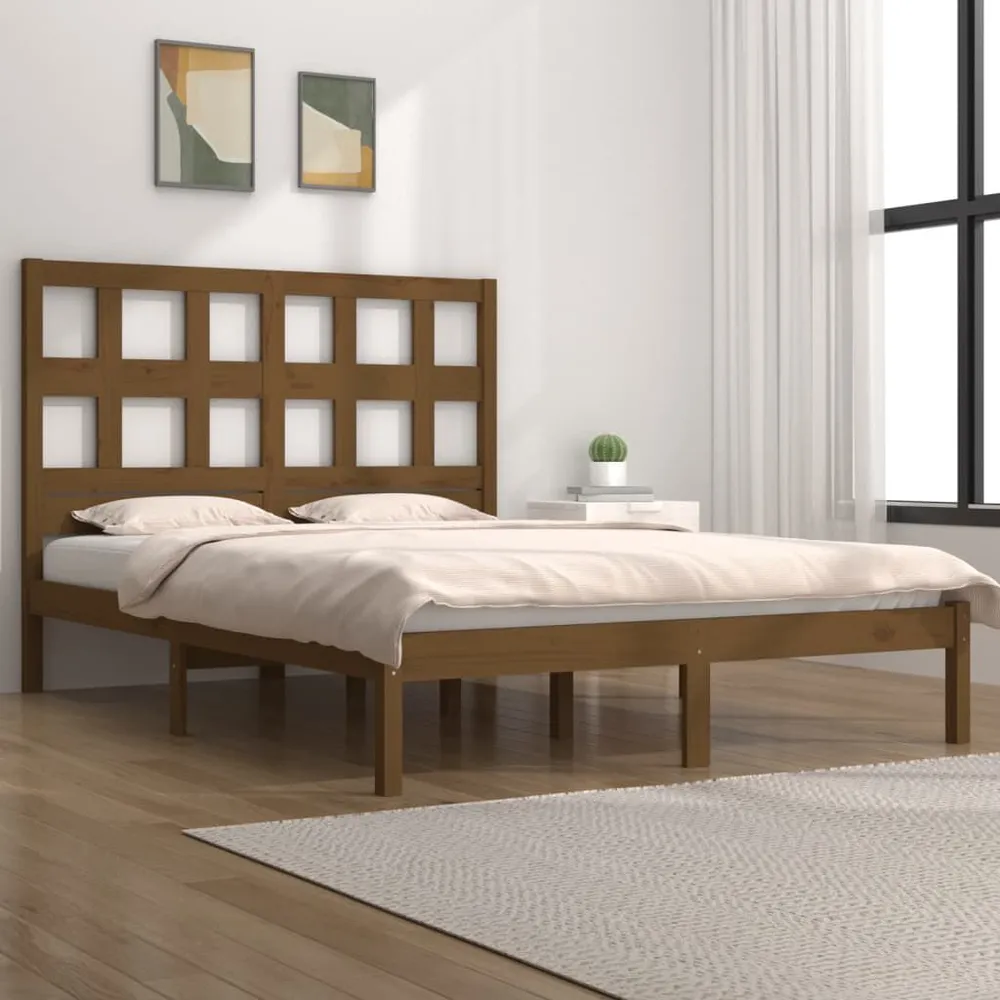 Bedframe massief grenenhout honingbruin 120x200 cm