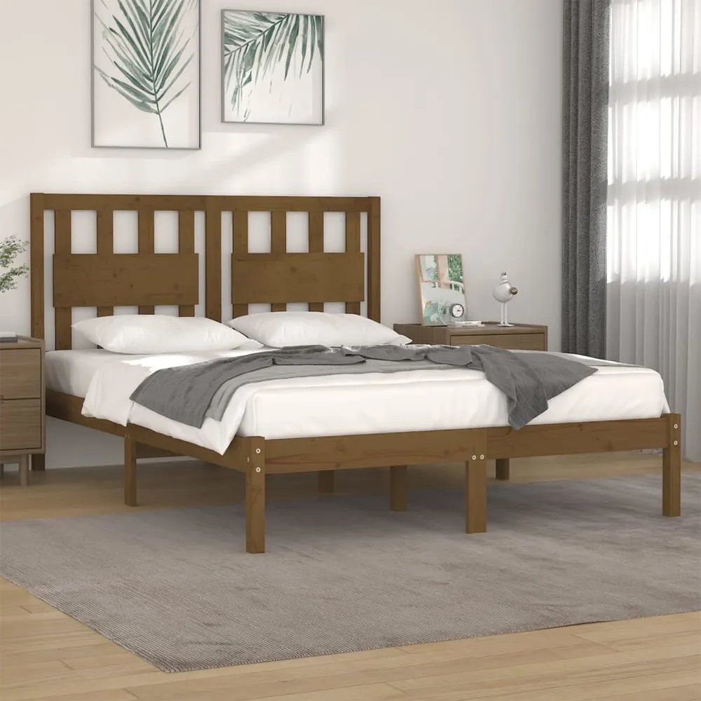 Bedframe massief grenenhout honingbruin 120x200 cm