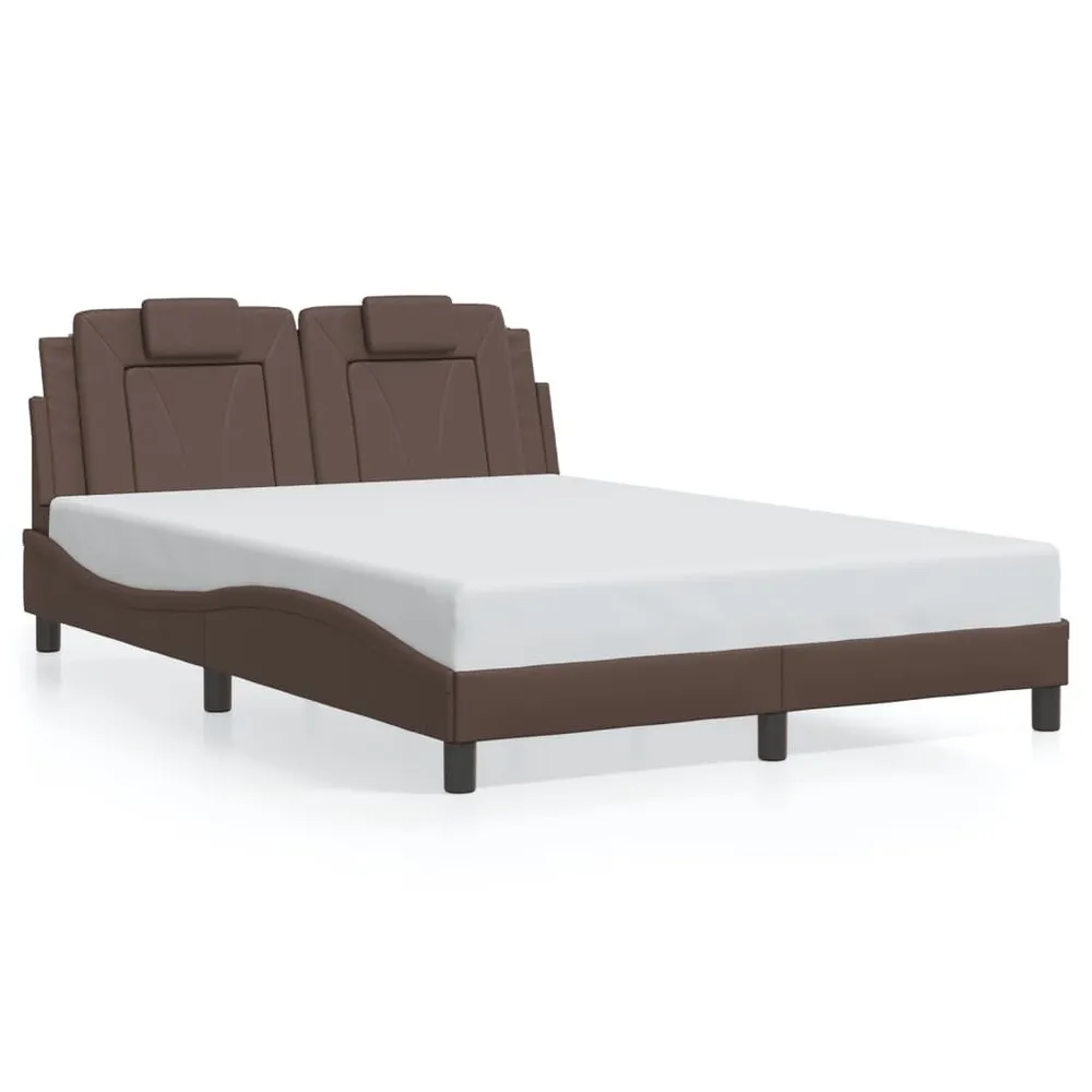 Bedframe met hoofdbord kunstleer bruin 120x200 cm
