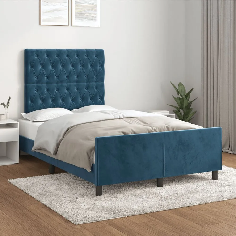 Bedframe zonder matras 120x190 cm fluweel donkerblauw