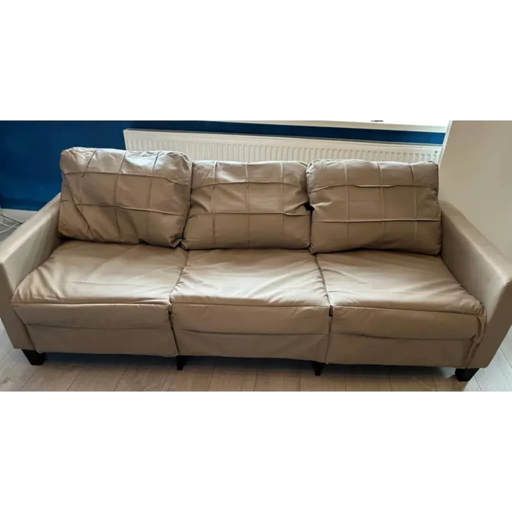 B-stock Driezitsbank 180 cm kunstleer cappuccinokleurig
