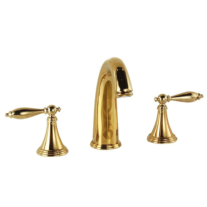 Contemporain Widespread Sink Faucet Plain Bathroom Double Handle Faucet Lever Handle Silver