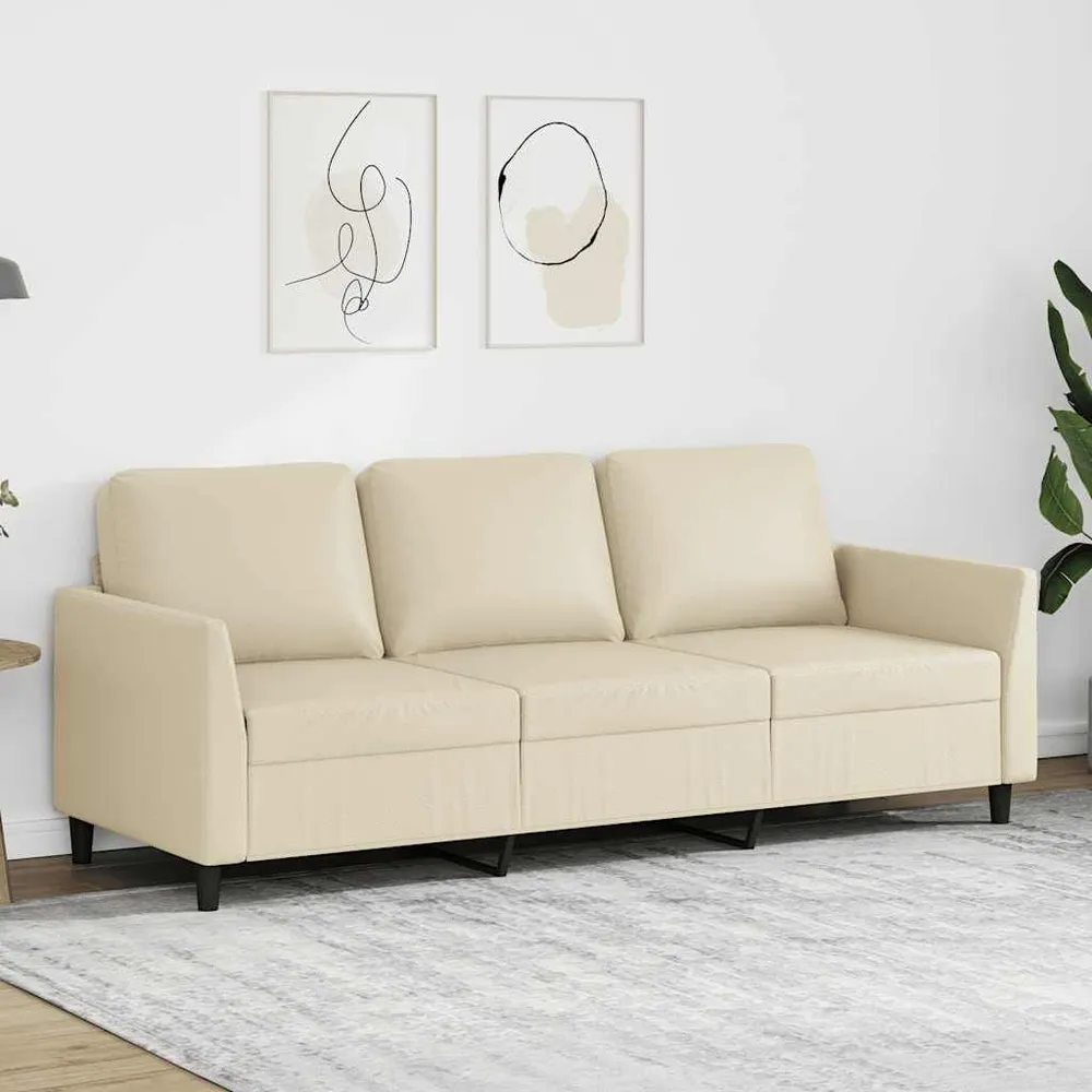 Driezitsbank 180 cm kunstleer crèmekleurig