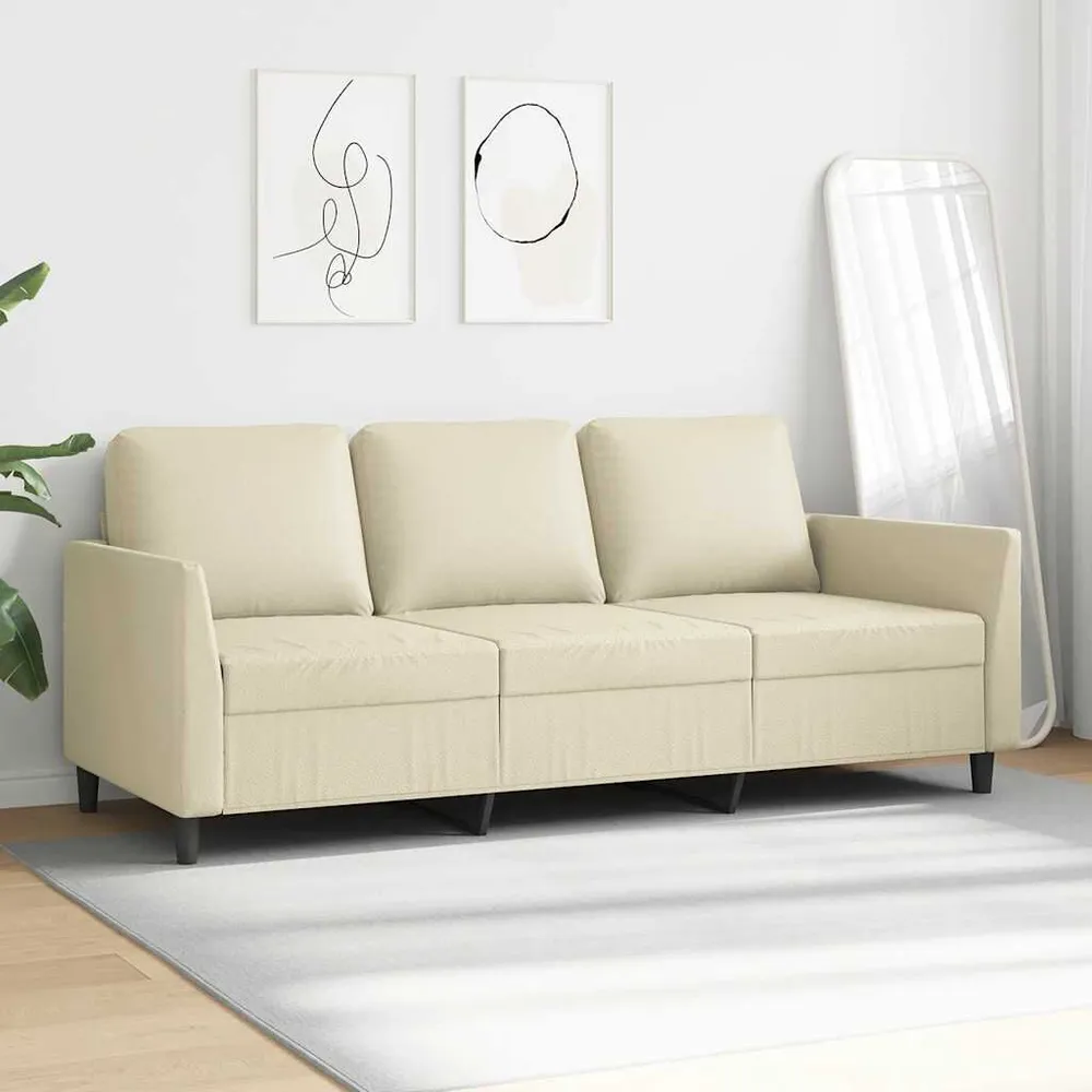 Driezitsbank 180 cm kunstleer crèmekleurig