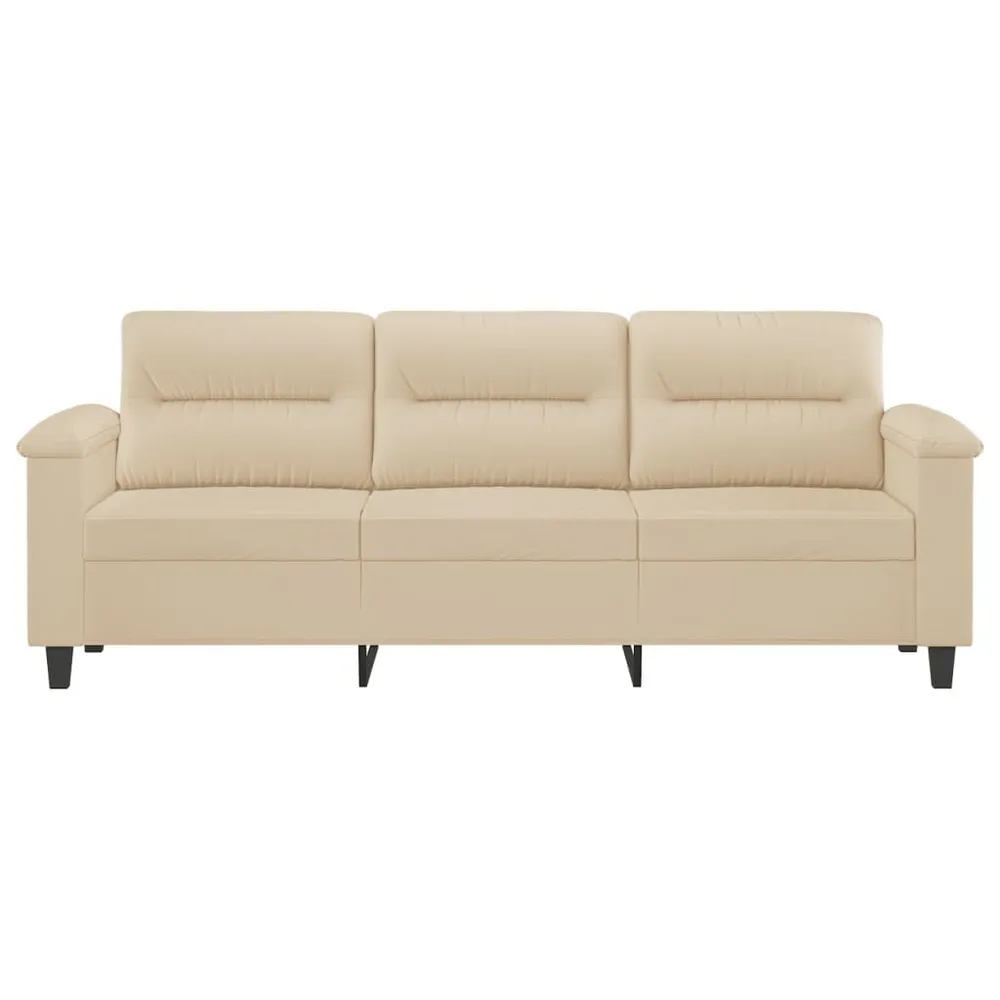 Driezitsbank 180 cm microvezelstof crèmekleurig