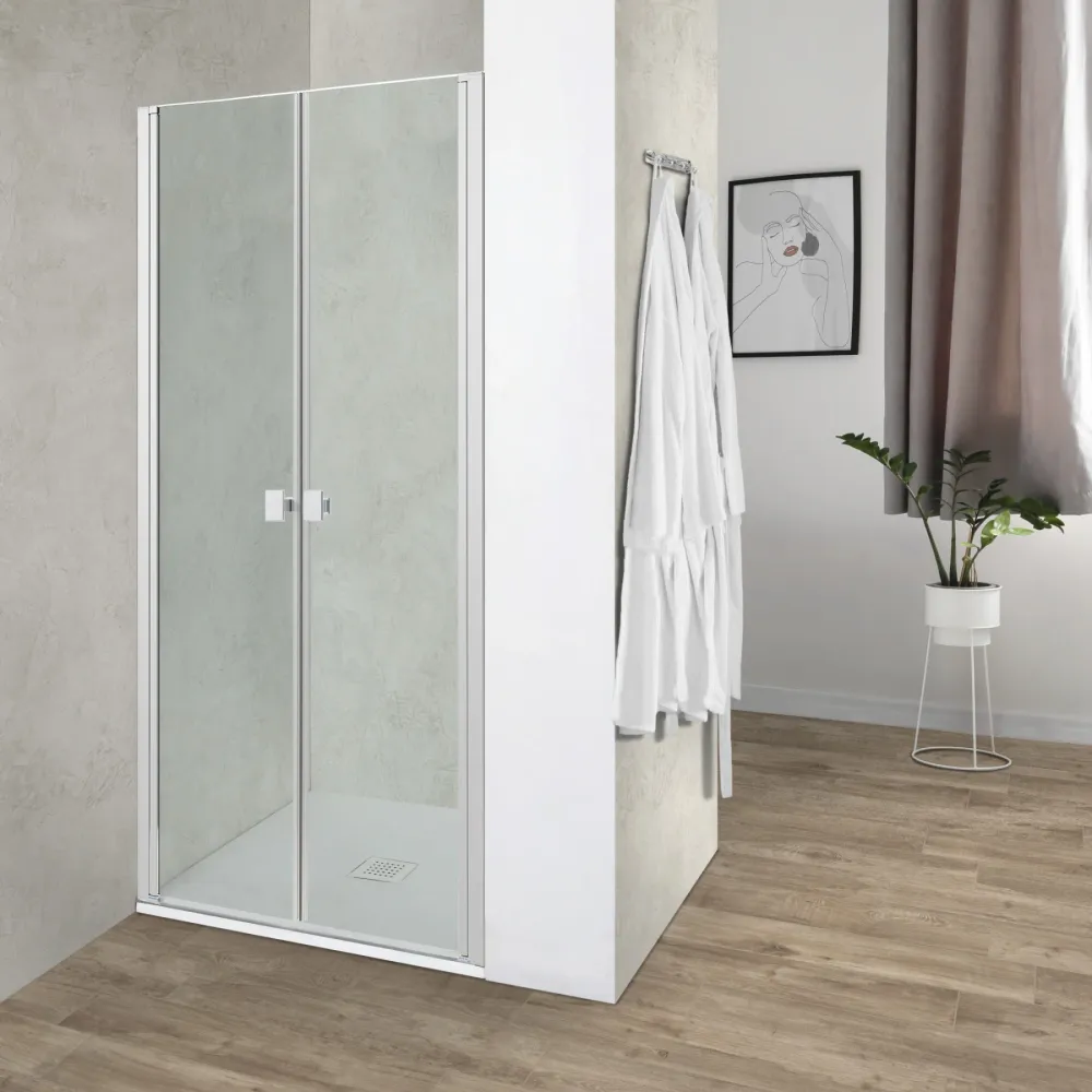 DSense shower enclosure double hinged 100cm h200cm transparent glass chroom profiles