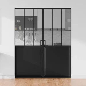 Dubbele schuifdeur gehard glas met klamplaagsysteem, 2 x H205 x L93 cm, ARTISTO II